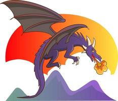 dragon volant avec le feu de sa bouche vecteur