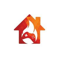 jeu feu maison forme concept logo icône conçoit vecteur. manette de jeu avec un feu pour le logo de jeu vecteur