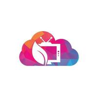 modèle de logo vectoriel nature tv nuage forme concept. logo de télévision de diffusion agricole