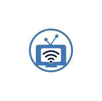 combinaison de logo tv et wifi. symbole ou icône de télévision et de signal. logo média et radio unique vecteur
