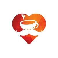 modèle de conception de logo de forme de coeur de café de moustache. inspiration de logo de café créatif vecteur