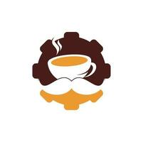 modèle de conception de logo de forme d'engrenage de café de moustache. inspiration de logo de café créatif vecteur