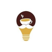 modèle de conception de logo de forme d'ampoule de café de moustache. inspiration de logo de café créatif vecteur