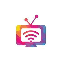 combinaison de logo tv et wifi. symbole ou icône de télévision et de signal. logo média et radio unique vecteur