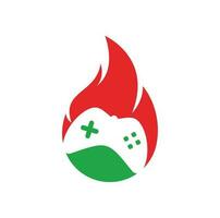 vecteur de conceptions d'icônes de logo de feu de jeu. manette de jeu avec un feu pour le logo de jeu