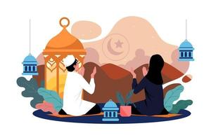 concept d'illustration du jour du ramadan. une illustration plate isolée sur fond blanc vecteur