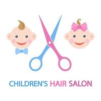 logo salon pour coupes de cheveux pour enfants vecteur