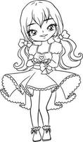 fille dessin animé griffonnage kawaii anime coloriage mignonne illustration dessin clipart personnage chibi manga des bandes dessinées vecteur