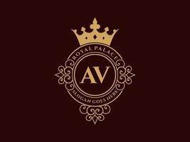 lettre a logo victorien de luxe royal antique avec cadre ornemental. vecteur