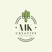 mk lettre initiale cactus vert logo vecteur