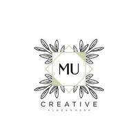 mu lettre initiale fleur logo modèle vecteur art vectoriel premium