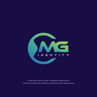 mg lettre initiale ligne circulaire modèle de logo vecteur avec dégradé de couleurs
