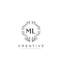 ml lettre initiale fleur logo modèle vecteur art vectoriel premium