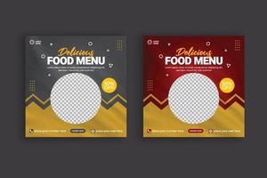 modèle de publication sur les médias sociaux alimentaires pour la conception de bannière simple de promotion alimentaire vecteur