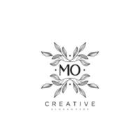 mo lettre initiale fleur logo modèle vecteur art vectoriel premium