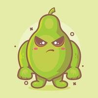 mascotte de personnage de papaye sérieuse avec expression de colère dessin animé isolé dans un style plat vecteur