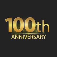 logo élégant de célébration du 100e anniversaire d'or vecteur