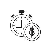 icône de style de ligne de pièce de monnaie de chronomètre financier d'affaires d'argent vecteur