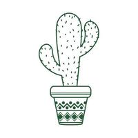 décoration de cactus en pot cinco de mayo icône de style de ligne de célébration mexicaine vecteur