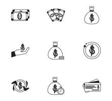 icônes de commerce de commerce financier d'affaires d'argent définir l'icône de style de ligne vecteur