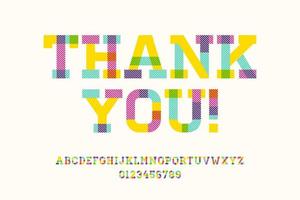 Merci typographie géométrique avec alphabet vecteur