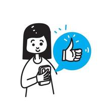 téléphone portable doodle dessiné à la main avec comme bouton signe symbole illustration vecteur