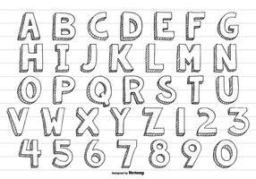 Mignon dessin dessiné à la main alphabet vectoriel