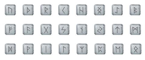 runes viking sur des morceaux de pierre grise. éléments de conception graphique de jeu ou d'interface utilisateur. vecteur