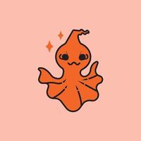 icône de vecteur de logo de mascotte volante de fantôme de citrouille orange