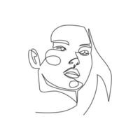 illustration vectorielle de portrait de femme dessinée dans un style d'art en ligne vecteur