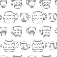 modèle sans couture avec tasse tasse. tasse dans un style doodle. illustration vectorielle dessinés à la main. vecteur