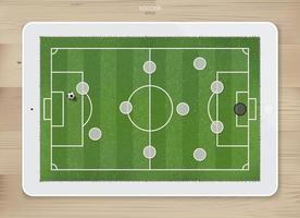 Tactiques de formation de jeu de football de football sur tablette à écran tactile vecteur