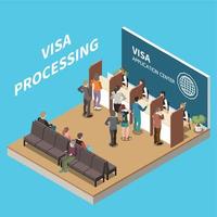 fond isométrique de traitement des visas vecteur