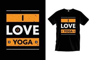 j'aime le yoga. conception de t-shirt de typographie d'exercice de méditation de yoga inspirant moderne pour les impressions, les vêtements, le vecteur, l'art, l'illustration, la typographie, l'affiche, le modèle, la conception de tee-shirt noir à la mode. vecteur