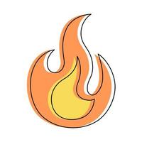 icône de flamme de feu de ligne simple. puissance, énergie, symbole de carburant. vecteur
