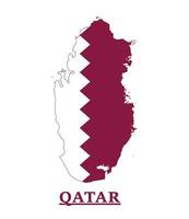 conception de la carte du drapeau national du qatar, illustration du drapeau du pays du qatar à l'intérieur de la carte vecteur