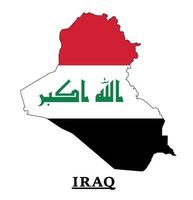 conception de la carte du drapeau national de l'irak, illustration du drapeau du pays de l'irak à l'intérieur de la carte vecteur