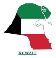 conception de la carte du drapeau national du koweït, illustration du drapeau du pays du koweït à l'intérieur de la carte vecteur