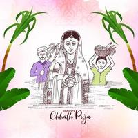joyeux chhath puja festival traditionnel beau fond vecteur
