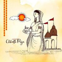 joyeux chhath puja fond de festival religieux indien vecteur