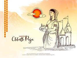 joyeux chhath puja fond de festival indien religieux vecteur