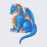 Dragon bleu aquarelle isolé sur fond blanc vecteur