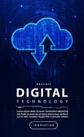 technologie numérique cloud computing fond bleu, téléchargement de services de technologie cloud, données abstraites stockage en ligne de haute technologie, connexion réseau Internet, futur ai big data sécurisé, vecteur d'illustration