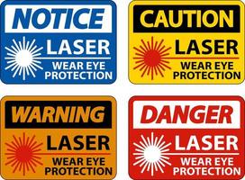 Porter des lunettes de protection laser signe sur fond blanc vecteur