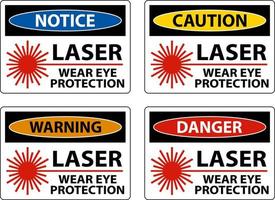 Porter des lunettes de protection laser signe sur fond blanc vecteur