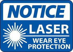 avis laser porter des lunettes de protection signe sur fond blanc vecteur