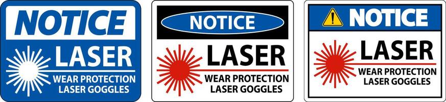 avis laser porter des lunettes de protection laser signe sur fond blanc vecteur