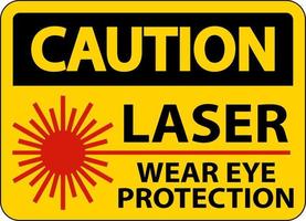 attention laser porter une protection oculaire signe sur fond blanc vecteur