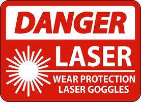 Danger laser porter des lunettes de protection laser signe sur fond blanc vecteur