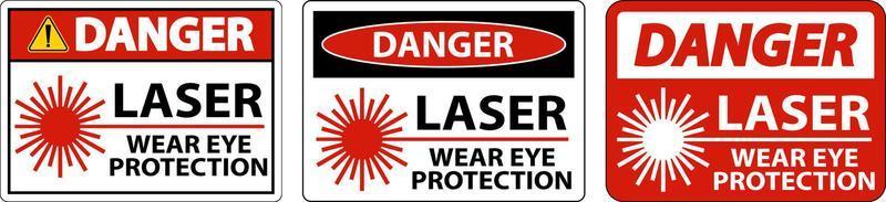 danger laser porter des lunettes de protection signe sur fond blanc vecteur